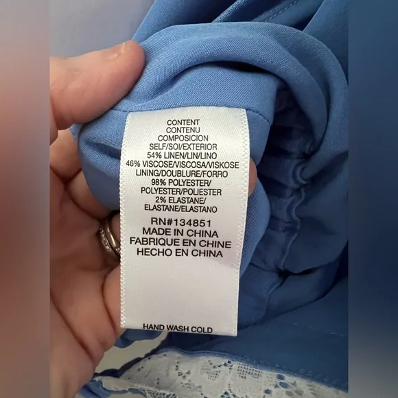 WAYF Pippa Lace Detail Linen Blend Top Size Large New - Picture 8 of 9